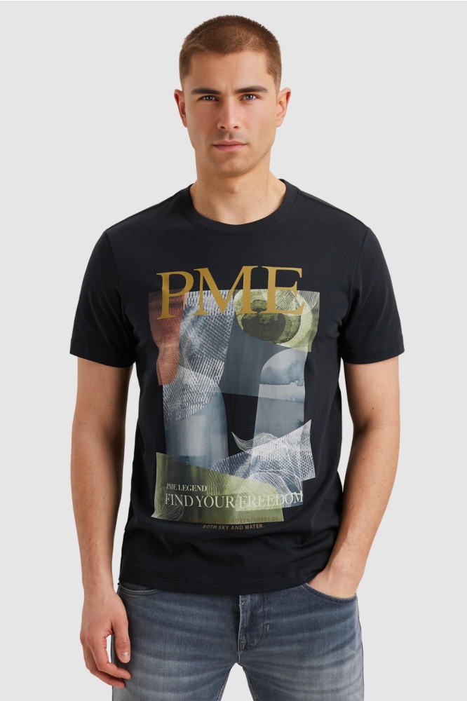 PME legend blauwe heren t-shirt | Model vooraanzicht