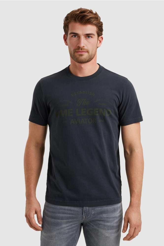 PME legend blauwe heren t-shirt | Model vooraanzicht