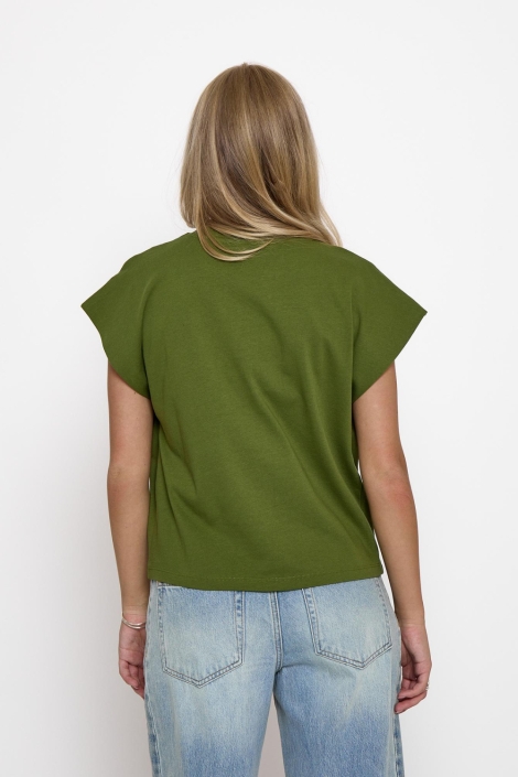 Minus groene dames t-shirt | Model achteraanzicht