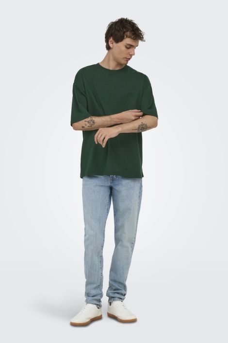 Only & Sons groene heren t-shirt | Model