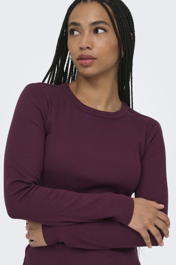 Only T-shirt ONLVAL L/S O-NECK TOP JRS NOOS 15371305 FIG