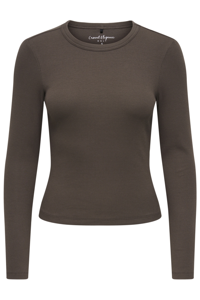 Only bruine dames t-shirt | Vooraanzicht