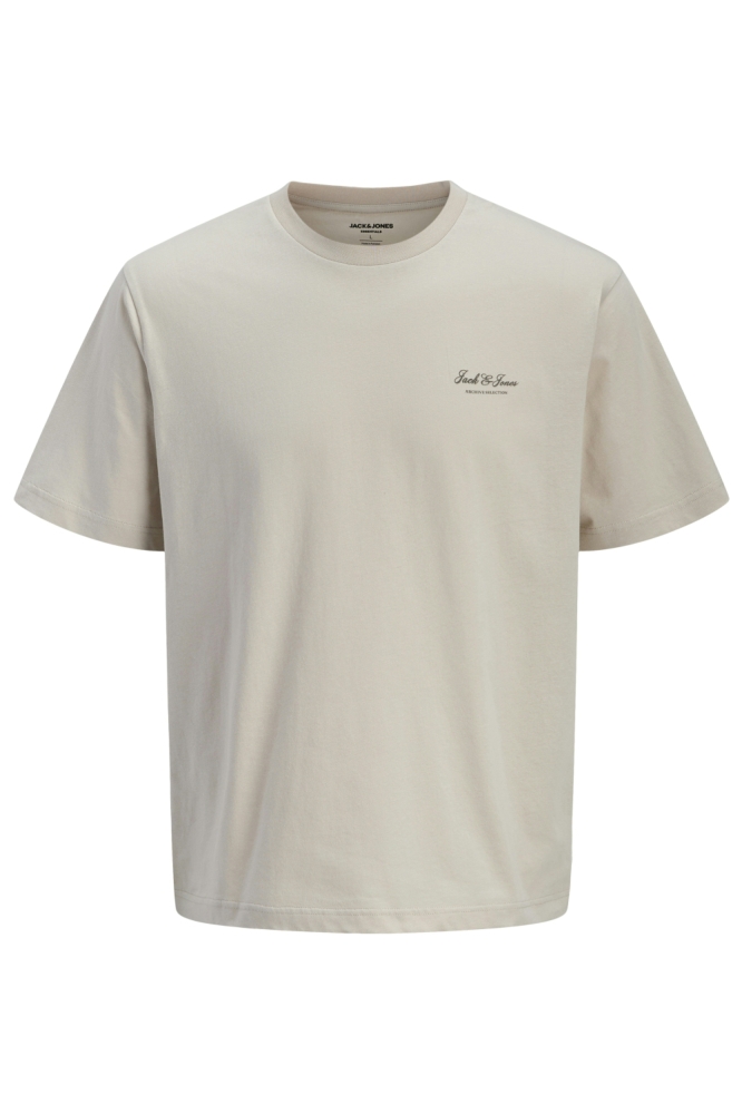 Jack & Jones beige heren t-shirt | Vooraanzicht