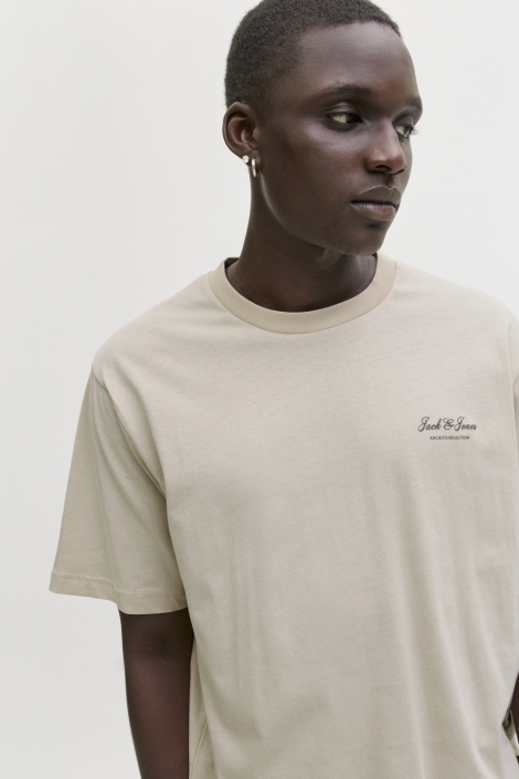 Jack & Jones beige heren t-shirt | Close up