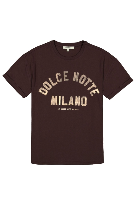 Garcia bruine dames t-shirt | Vooraanzicht