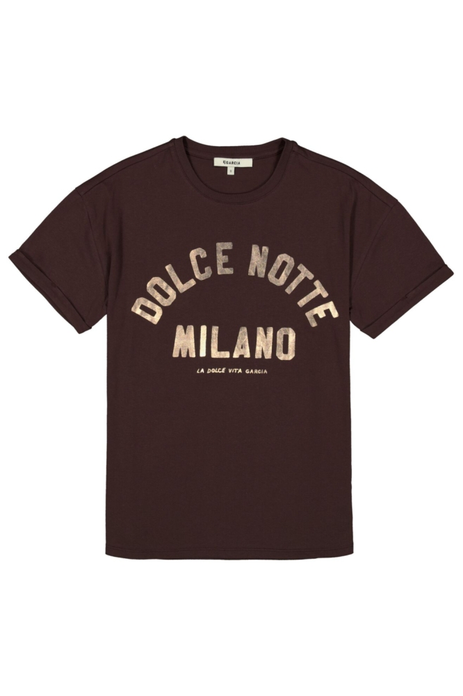 Garcia bruine dames t-shirt | Vooraanzicht