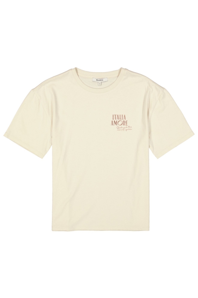Garcia beige dames t-shirt | Vooraanzicht