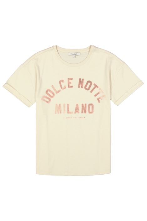 Garcia beige dames t-shirt | Vooraanzicht