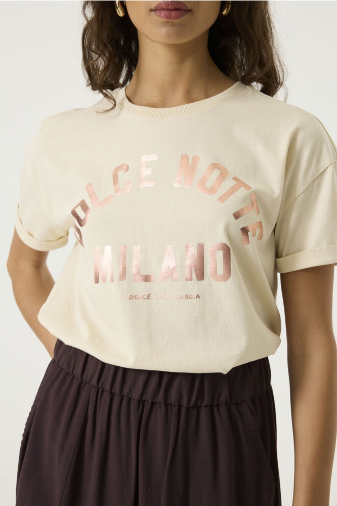 Garcia beige dames t-shirt | Close up