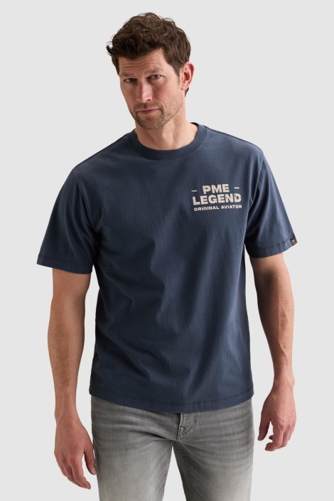 PME legend blauwe heren t-shirt | Model vooraanzicht