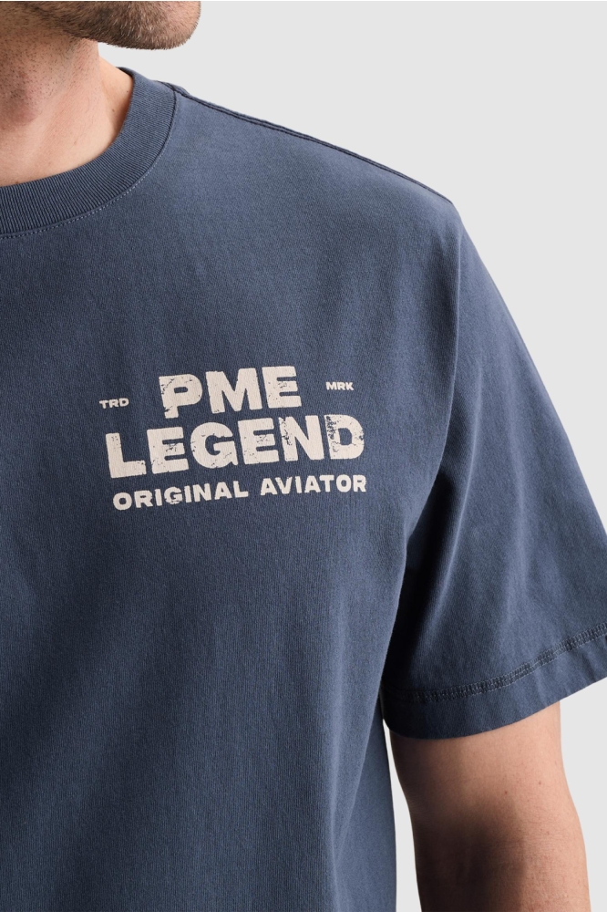 PME legend blauwe heren t-shirt | Close up