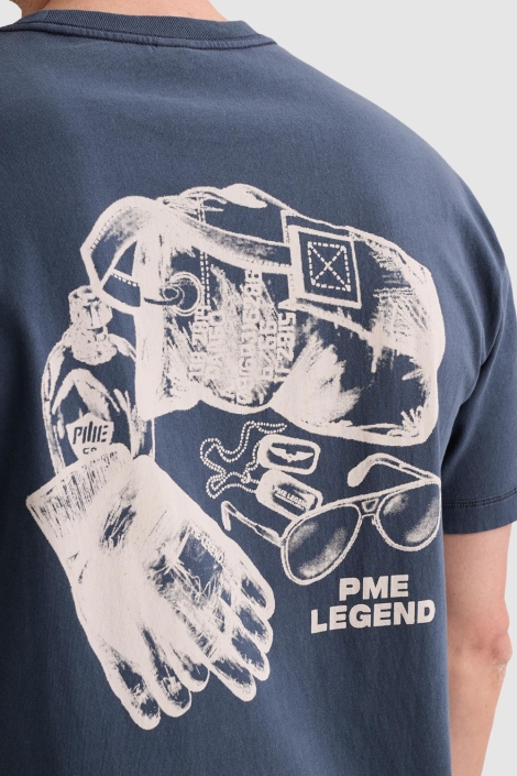 PME legend blauwe heren t-shirt | Close up