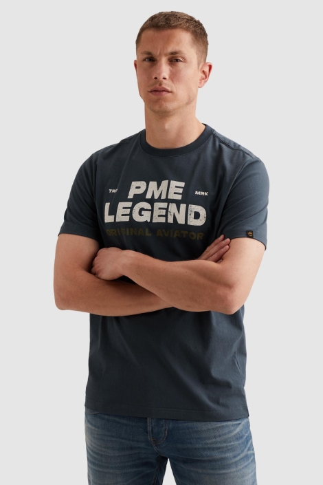 PME legend blauwe heren t-shirt | Model vooraanzicht