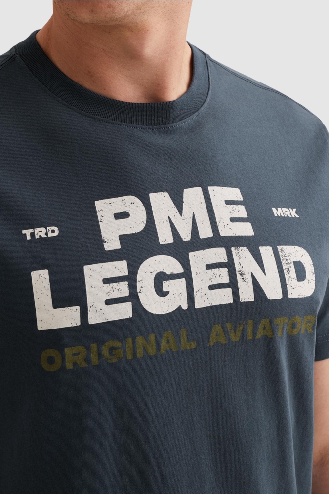 PME legend blauwe heren t-shirt | Close up