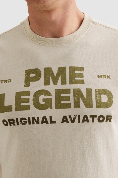 PME legend beige heren t-shirt | Close up