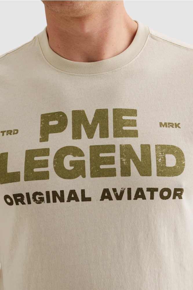 PME legend beige heren t-shirt | Close up