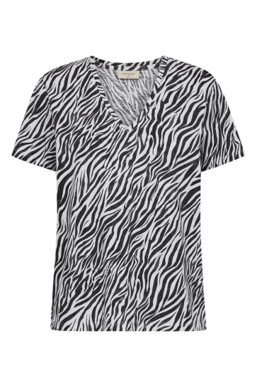Freequent T-shirt FQVIVA TEE 208362 BRILLIANT WHITE W BLACK