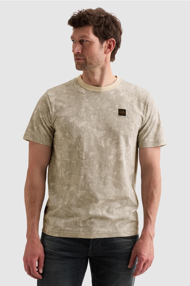 PME legend ecru heren t-shirt | Model vooraanzicht