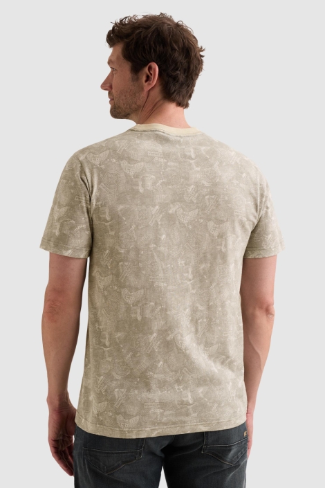 PME legend ecru heren t-shirt | Model achteraanzicht