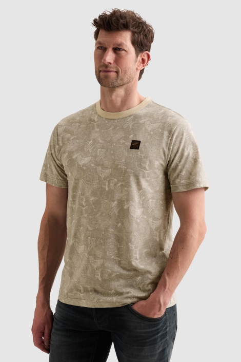 PME legend ecru heren t-shirt | Model vooraanzicht
