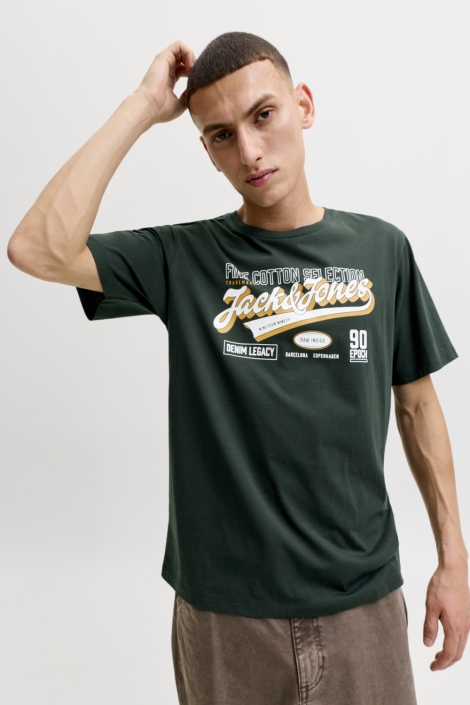 Jack & Jones groene heren t-shirt | Model vooraanzicht