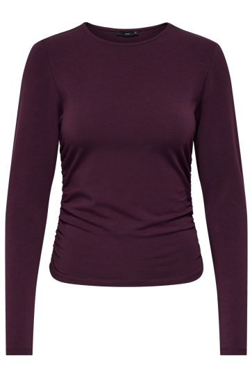 Only T-shirt ONLMIRA LIFE L/S RUCHING TOP JRS NO 15376588 WINETASTING