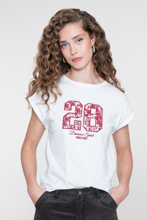 Geisha witte dames t-shirt | Model vooraanzicht