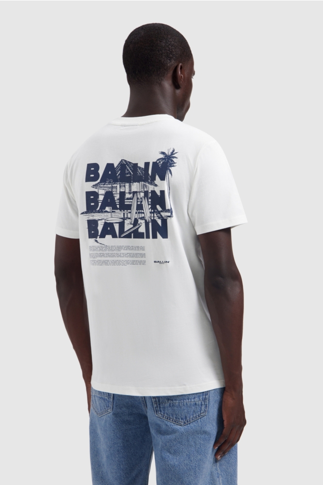 Ballin witte heren t-shirt | Model achteraanzicht
