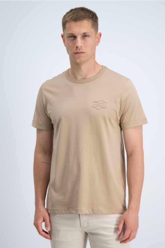 Gabbiano camel heren t-shirt | Model vooraanzicht