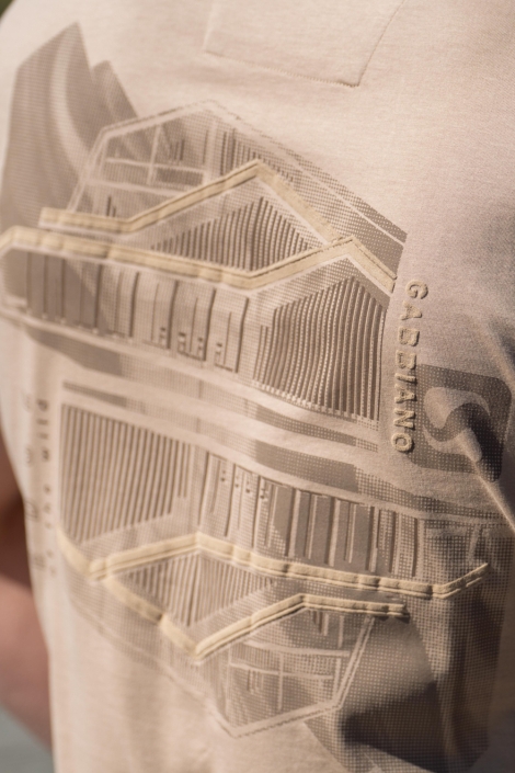 Gabbiano camel heren t-shirt | Close up