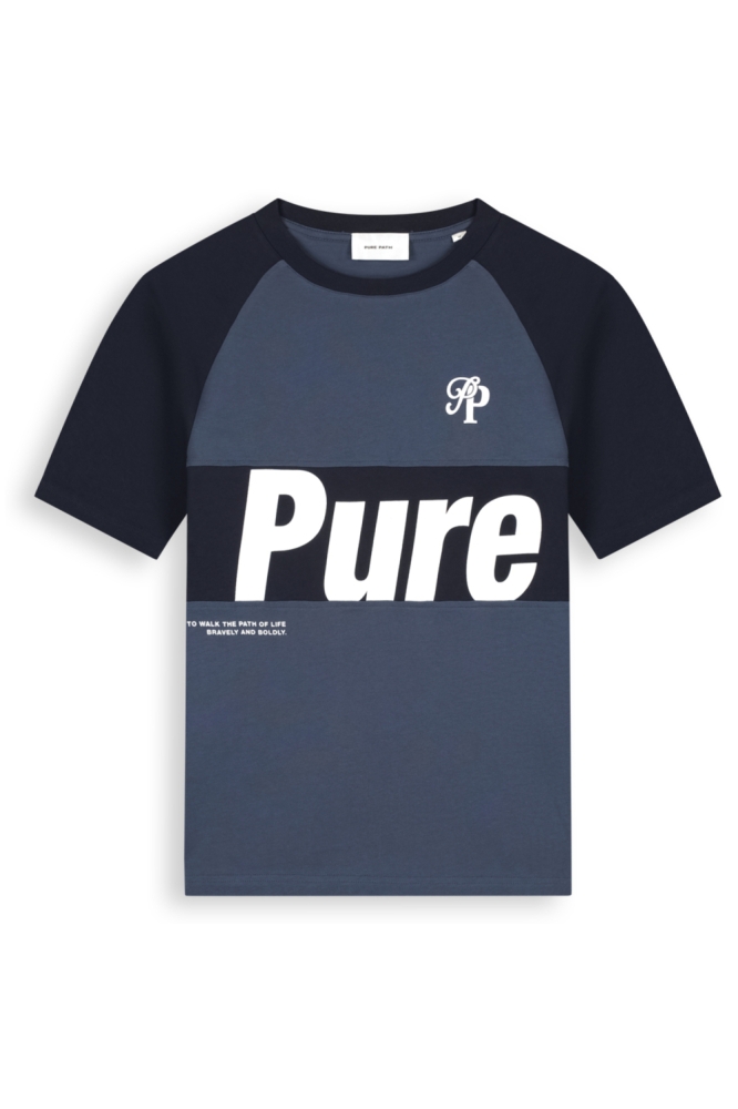 Pure Path blauwe heren t-shirt | Vooraanzicht