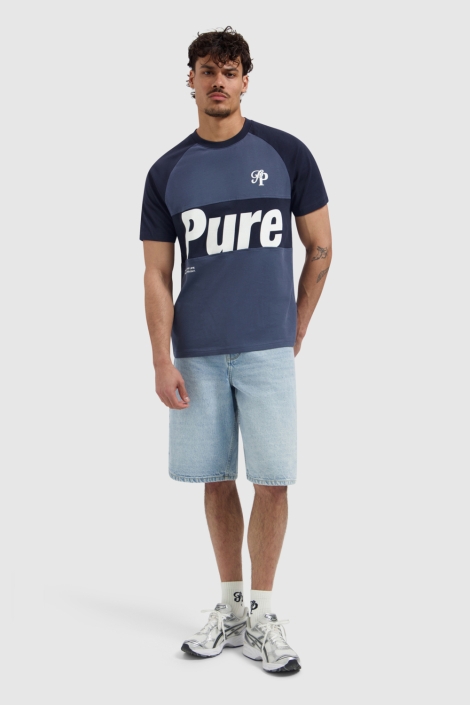 Pure Path blauwe heren t-shirt | Model