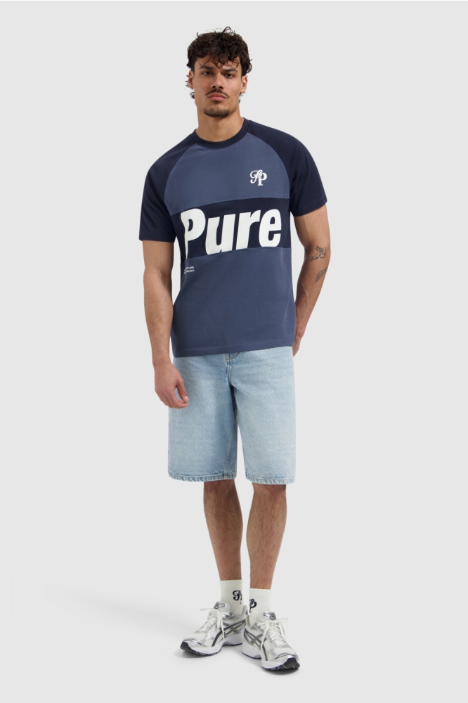 Pure Path blauwe heren t-shirt | Model