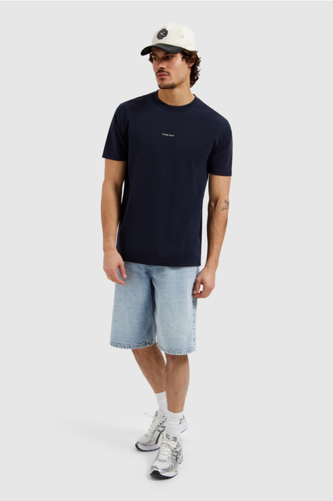 Pure Path blauwe heren t-shirt | Model achteraanzicht