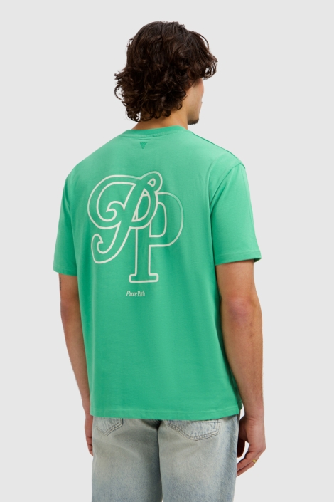 Pure Path groene heren t-shirt | Model achteraanzicht