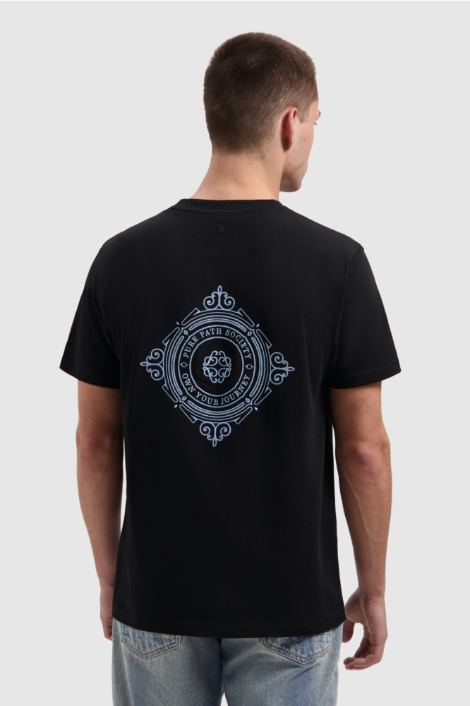 Pure Path zwarte heren t-shirt | Model achteraanzicht