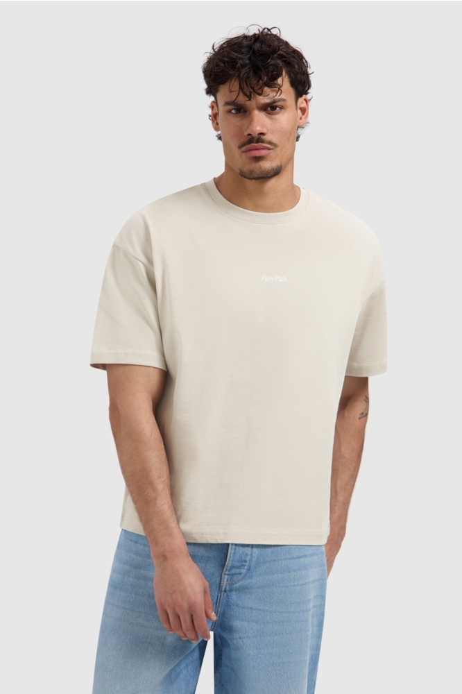 Pure Path zand heren t-shirt | Model vooraanzicht