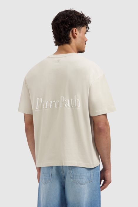 Pure Path zand heren t-shirt | Model achteraanzicht