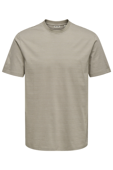 Only & Sons taupe heren t-shirt | Vooraanzicht