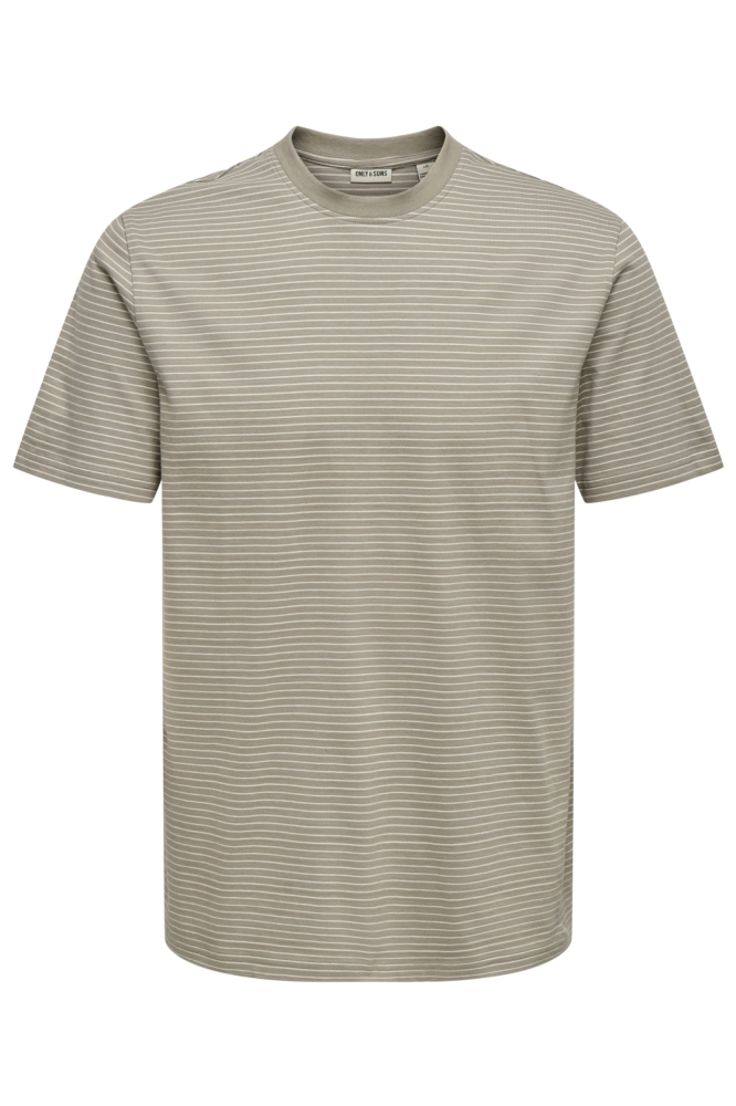 Only & Sons taupe heren t-shirt | Vooraanzicht