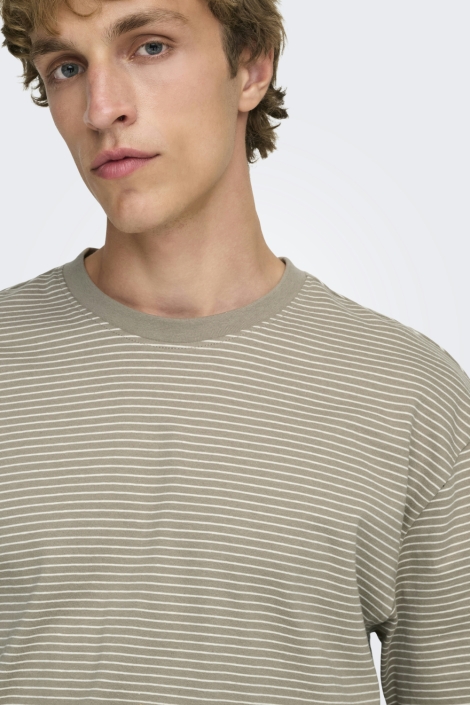 Only & Sons taupe heren t-shirt | Kleurstaal