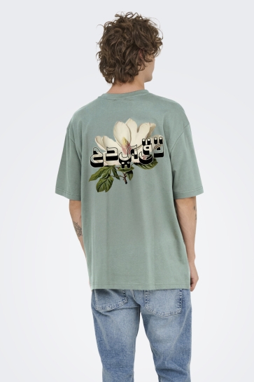 Only & Sons T-shirt ONSFRANK RLX SS TEE NOOS 22037578 Chinois Green/ARABIC FLOWER
