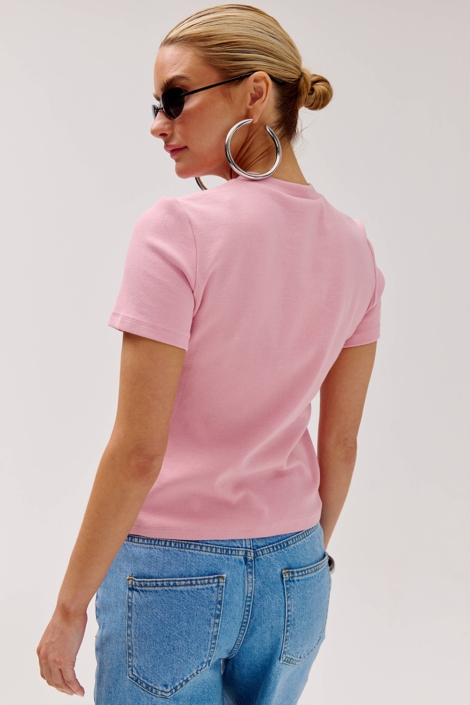 Harper & Yve roze dames t-shirt | Model achteraanzicht
