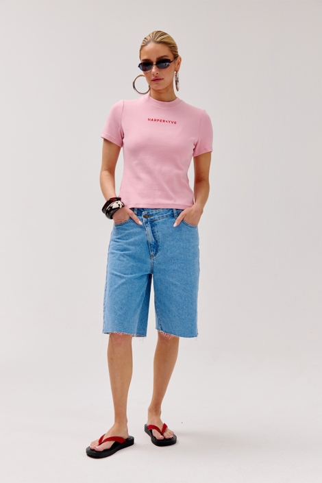Harper & Yve roze dames t-shirt | Model