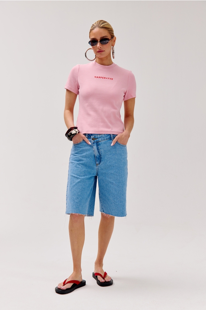 Harper & Yve roze dames t-shirt | Model
