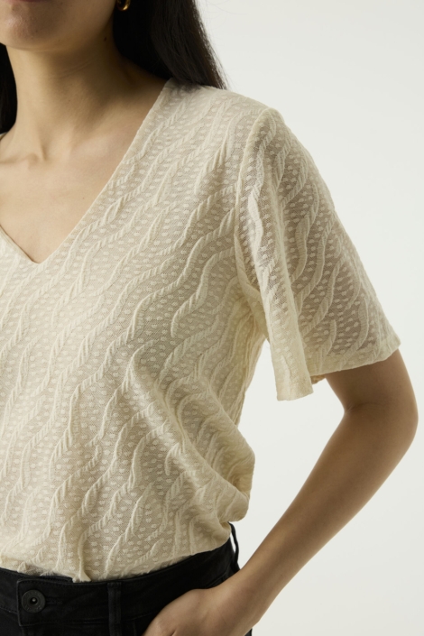 Garcia beige dames t-shirt | Close up