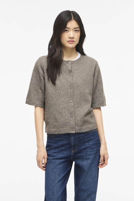 Vila camel dames vest | Model vooraanzicht