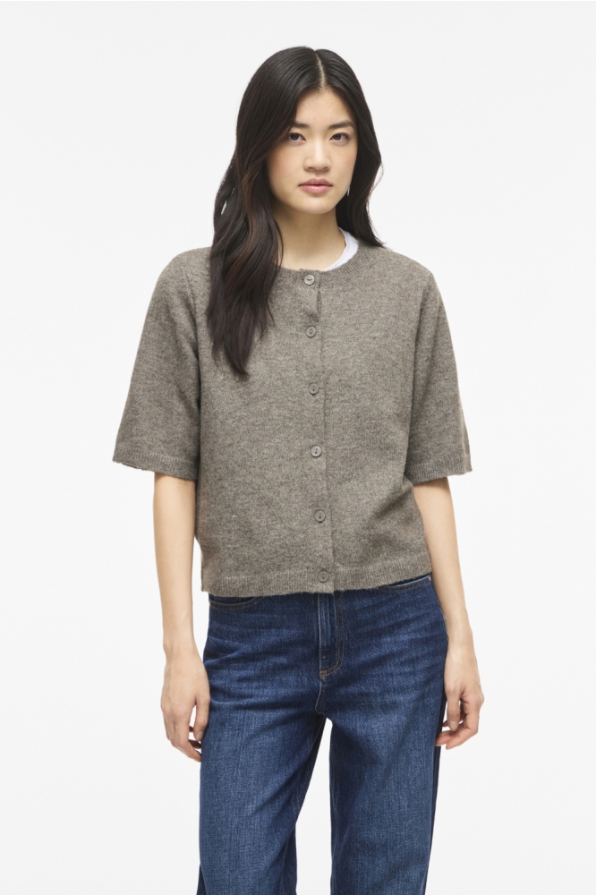 Vila camel dames vest | Model vooraanzicht