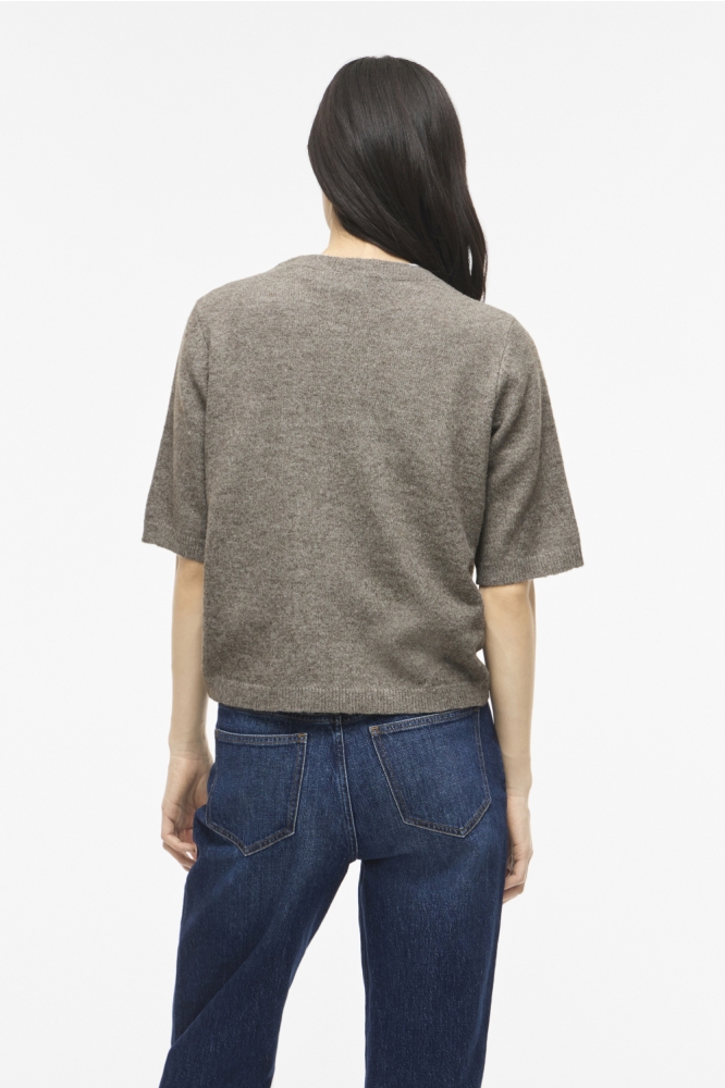 Vila camel dames vest | Model achteraanzicht