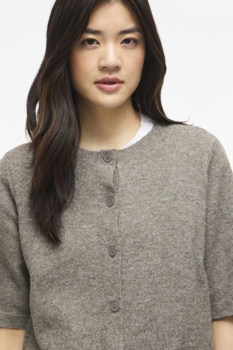 Vila camel dames vest | Close up